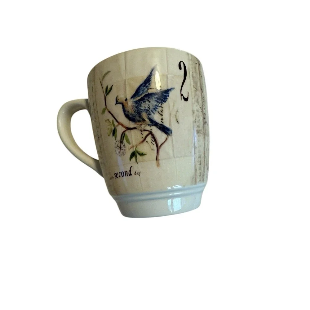 Williams Sonoma 1st & 2nd Day Of Christmas Mug 2010 Partridge Turtledoves READ